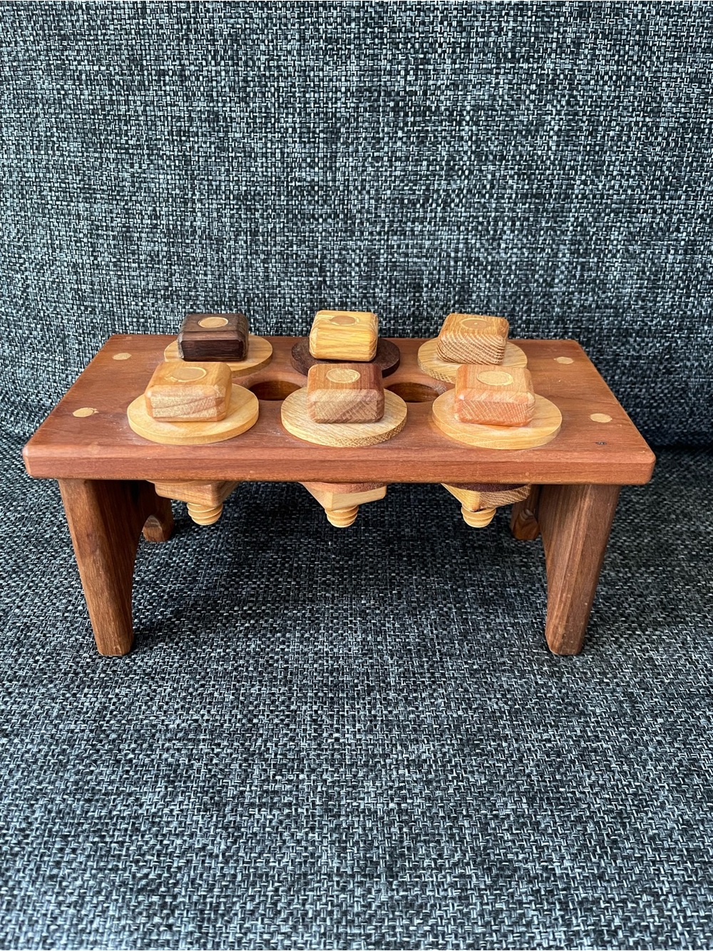Wooden Montessori Push-Down Toy - Natural Brown